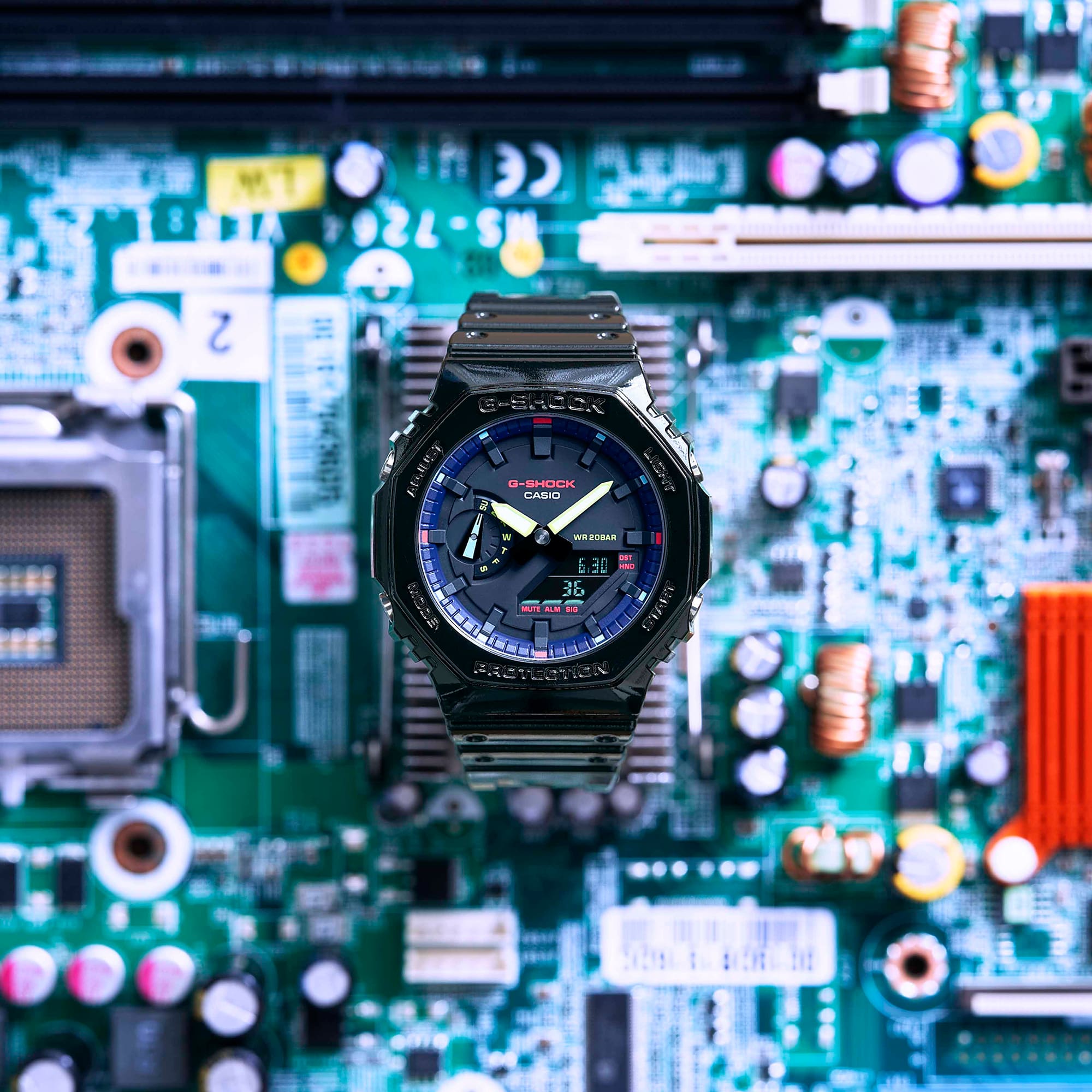RGB Gamer watch on a circuit board