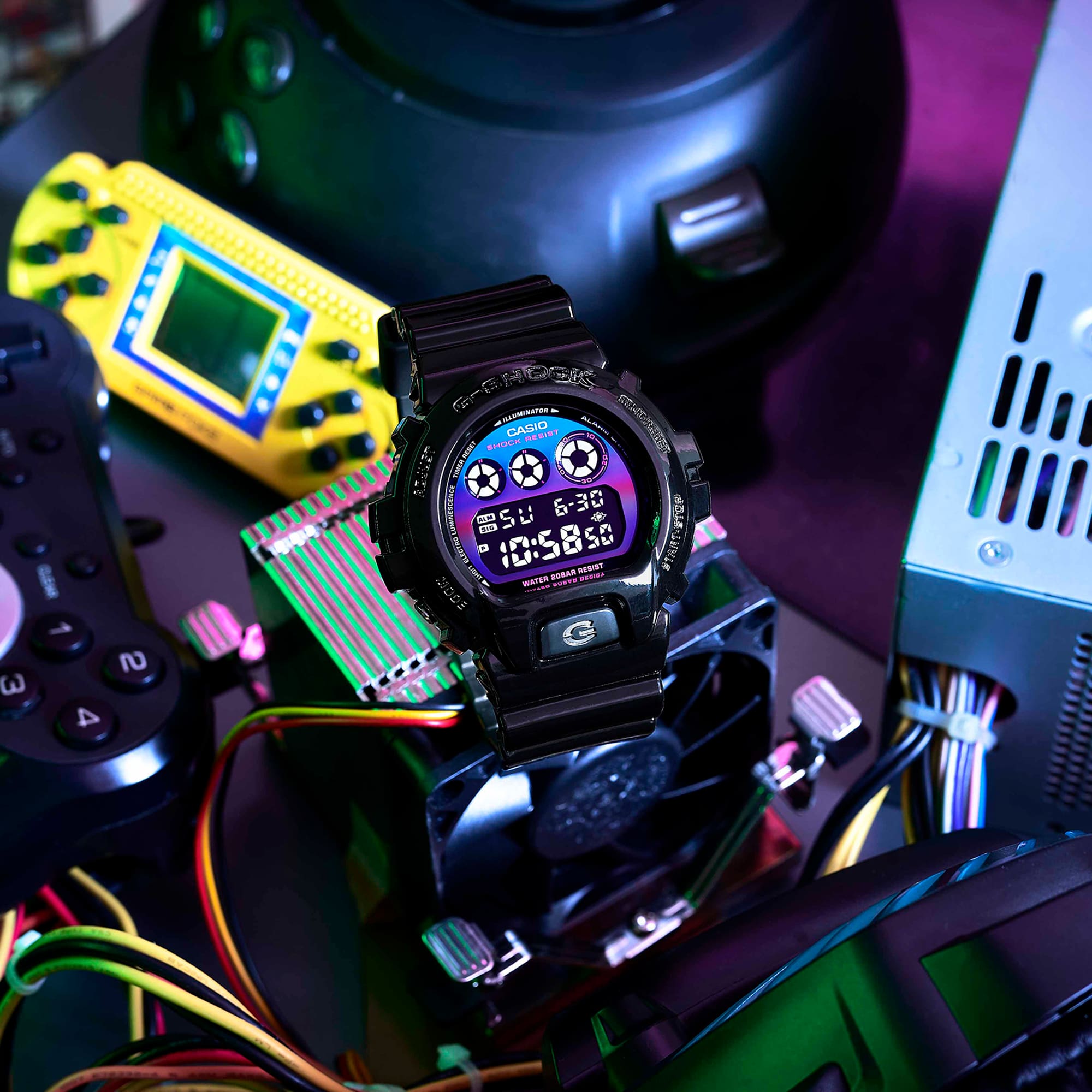 G-SHOCK RGB Gamer watch on a workstation of computer and gaming component