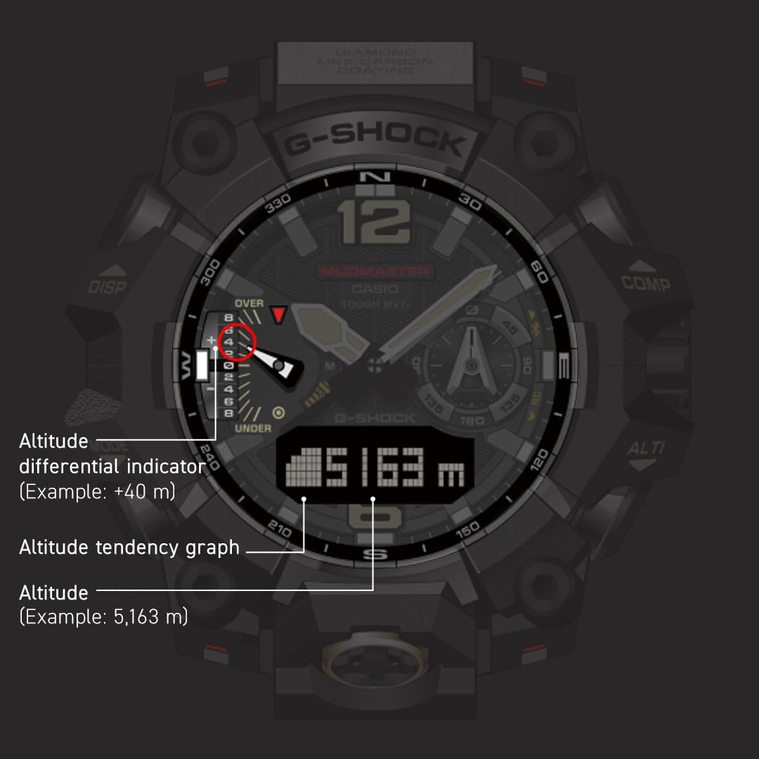 GWGB1000 Altimeter with altitude display graph and differential indicator