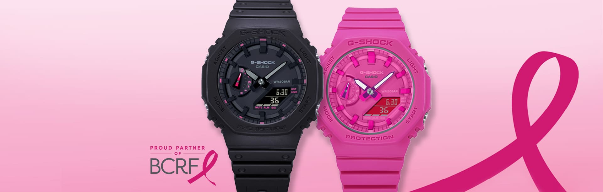 G-SHOCK X Breast Cancer Research Foundation models