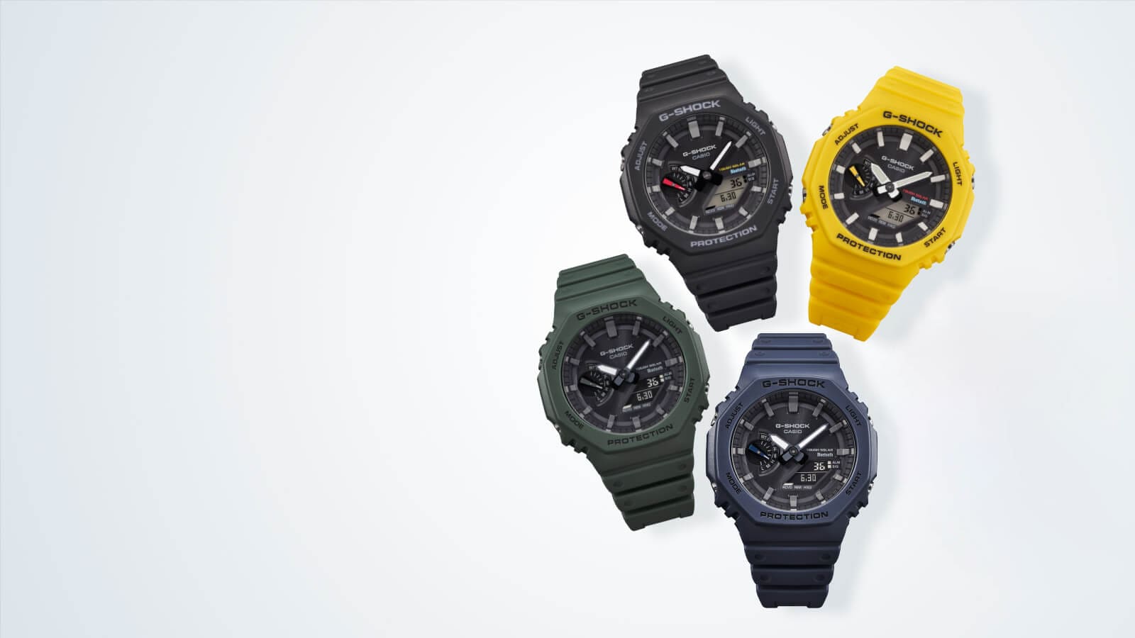 GA-B2100 set of 4 watches - green, glue, black, and yellow