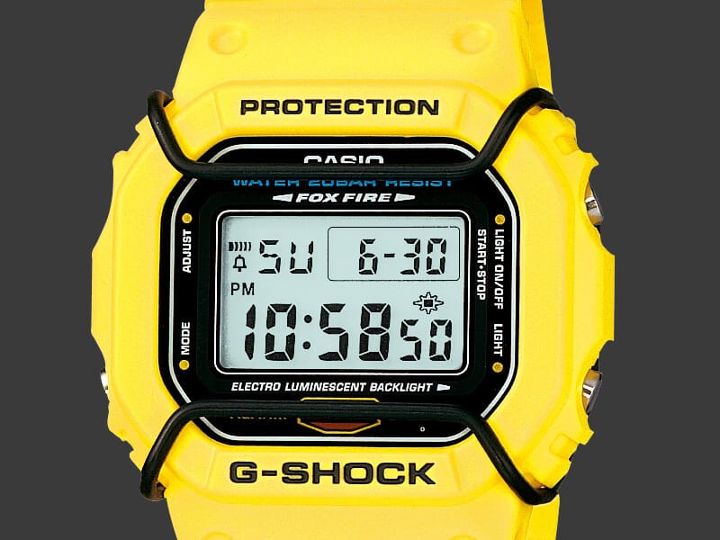 Yellow digital square faced G-SHOCK watch