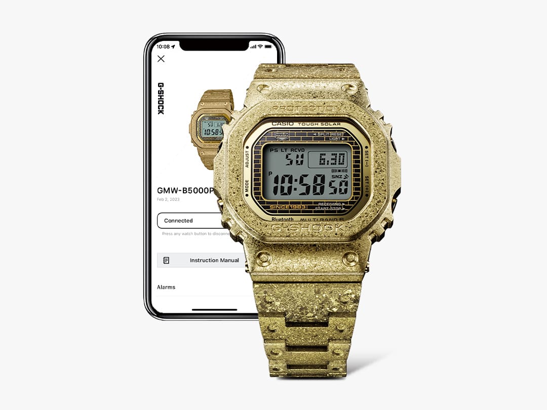 G-SHOCK GMWB5000PG Gold digital watch with smartphone bluetooth connection