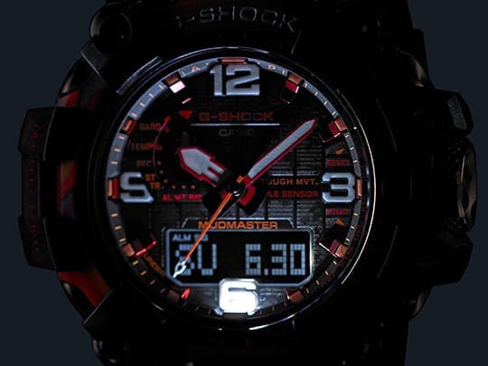 Flare red watch with LED illuminator