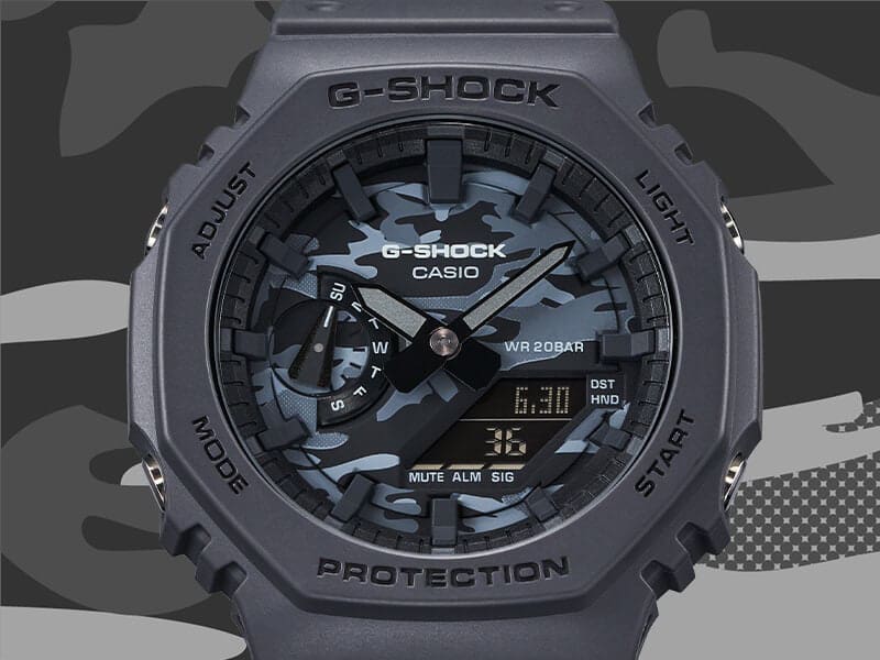 G-SHOCK camo utility watch - matte black face