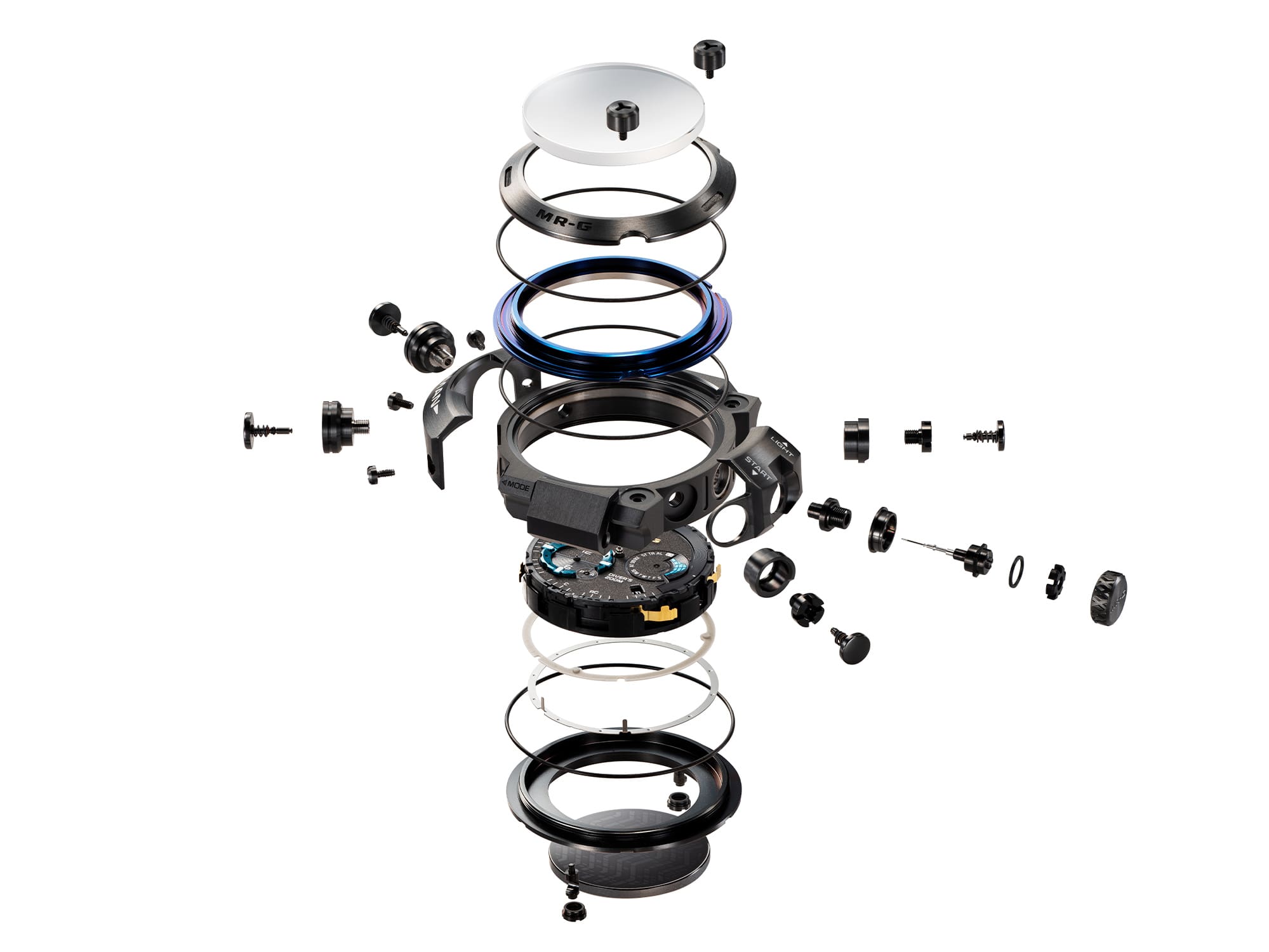 Exploded view of G-SHOCK watch