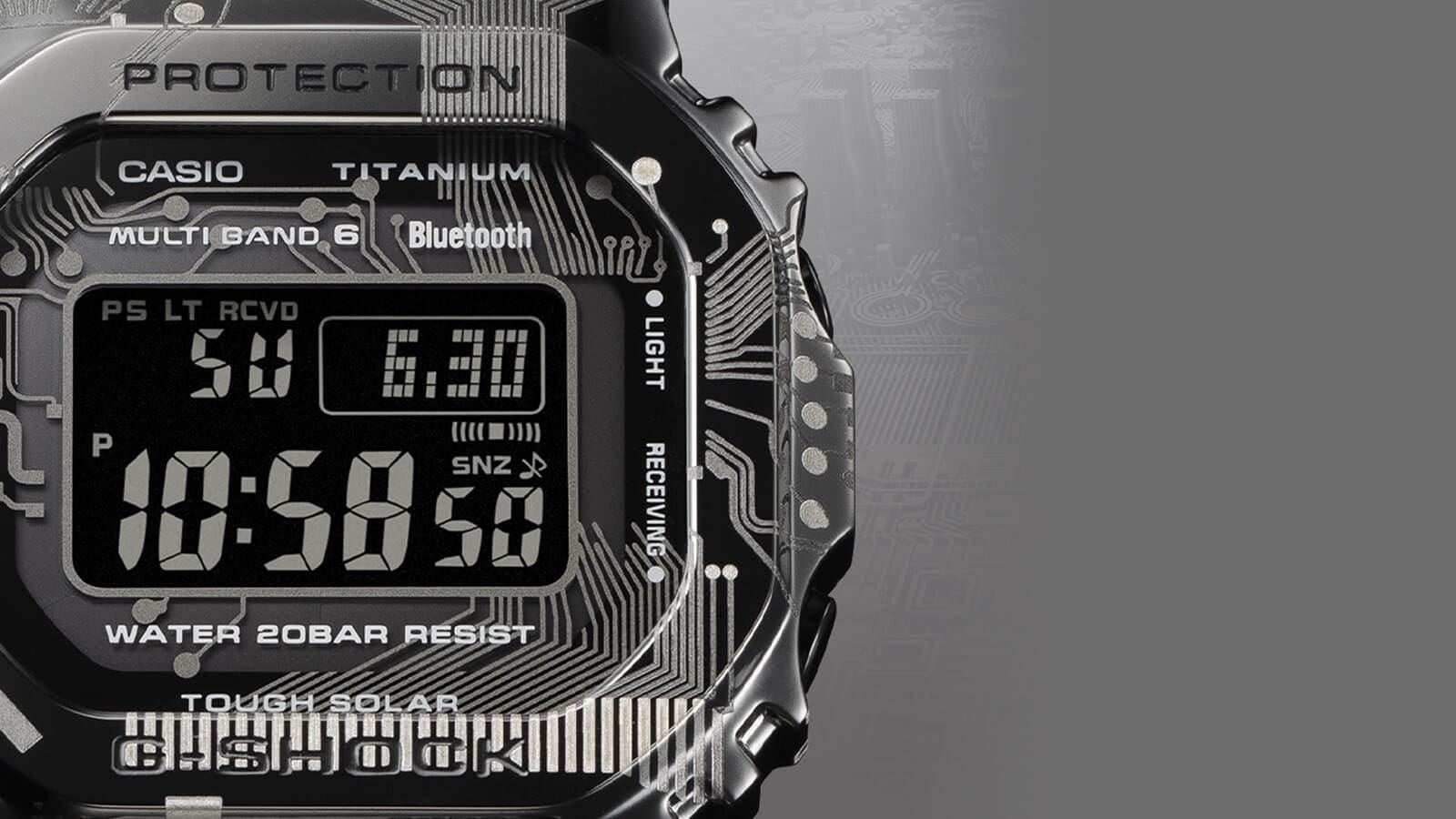 GMWB5000TCC digital watch on a gray background