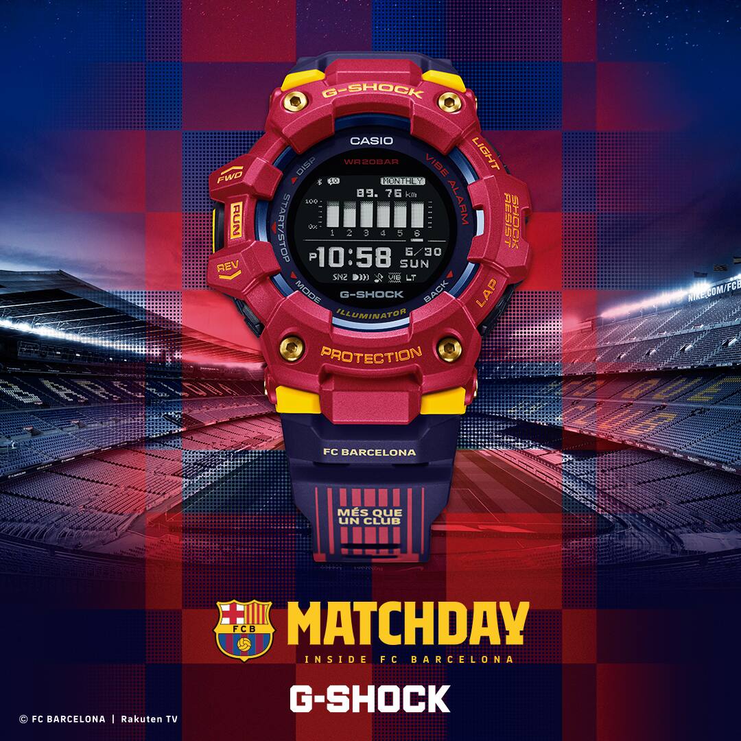 G-SHOCK GBD100 red and yellow Barcelona Matchday watch