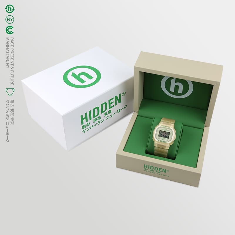 G-SHOCK x HIDDEN® DW5600HDN227 collaboration watch and special packaging