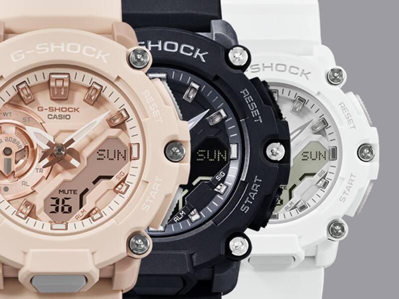 closeup of women's G-SHOCK GMAS watches