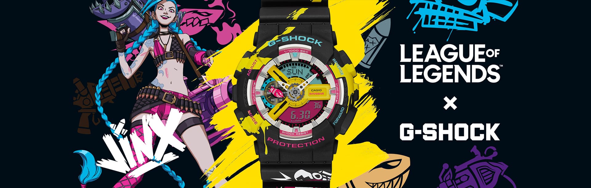 G-SHOCK League of Legends GA-110LL watch and artwork