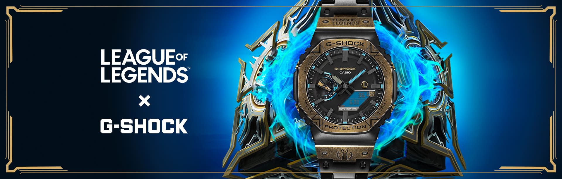 G-SHOCK League of Legends GM-B2100LL watch and artwork