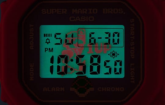 DW5600SMB watch backlight with Super Mario Brothers logo