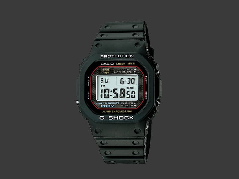 Black square faced digital G-SHOCK watch