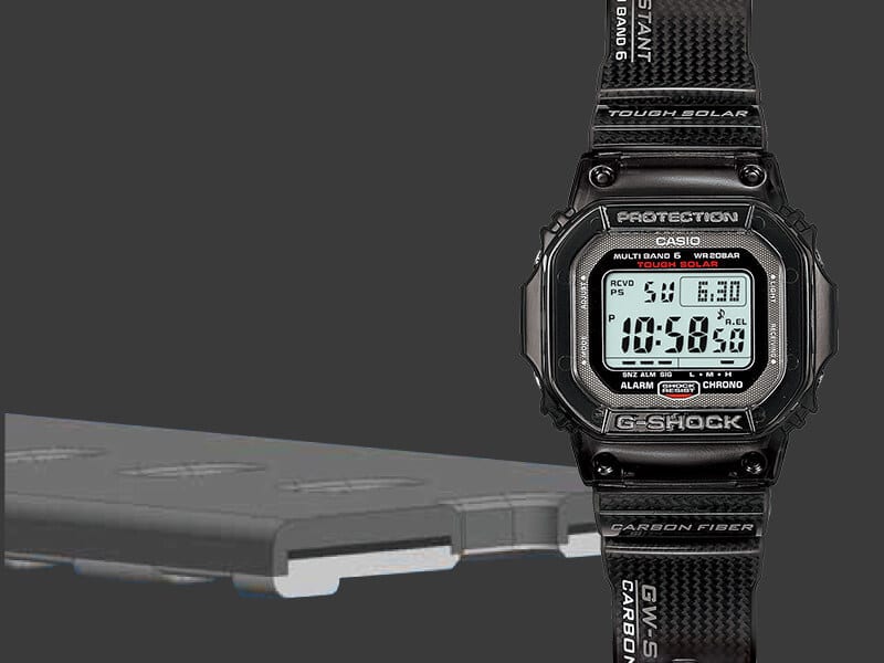 Digital square faced G-SHOCK watch with multi-band 6