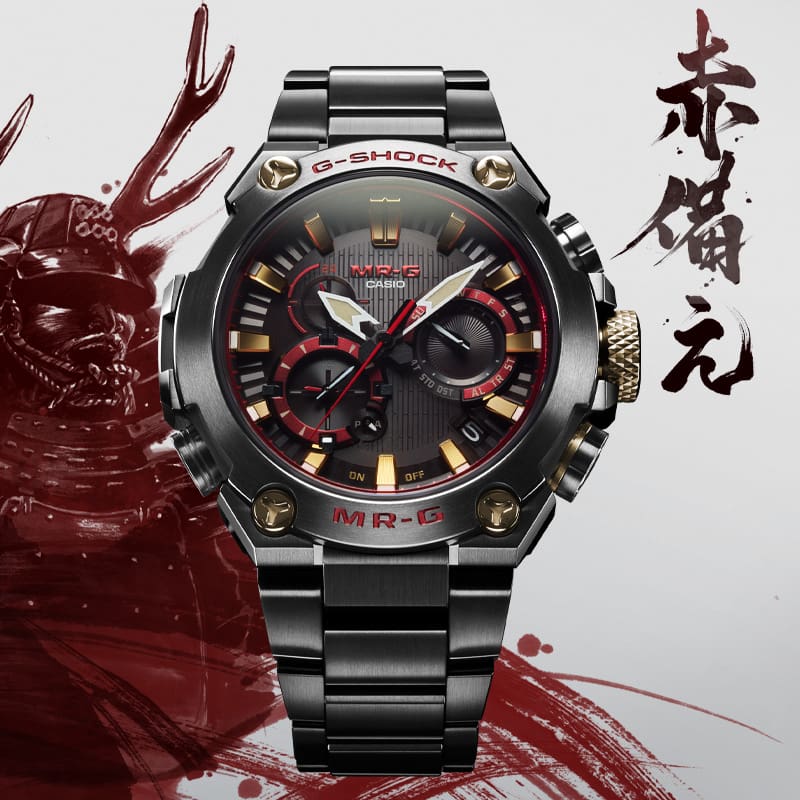 G-SHOCK MR-G MRGB2000B Analog watch with Samurai illustration