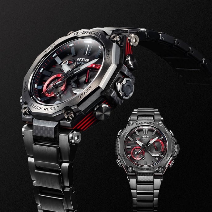 MTG2000YBD - matte black watch with red detail