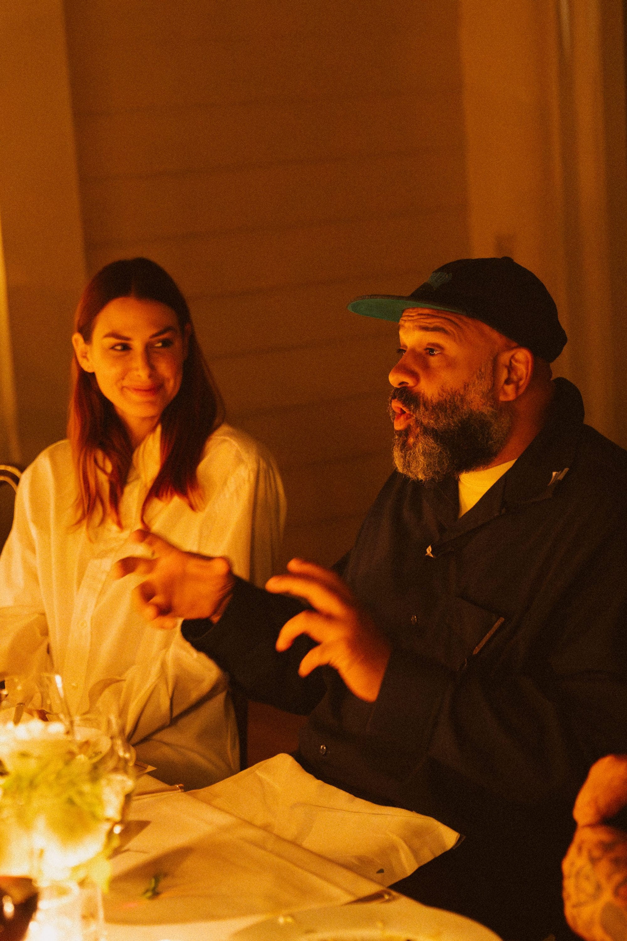 Chris Gibbs of Union LA and Joy Claire attending UNDEFEATED x G-SHOCK Friends & Family Dinner