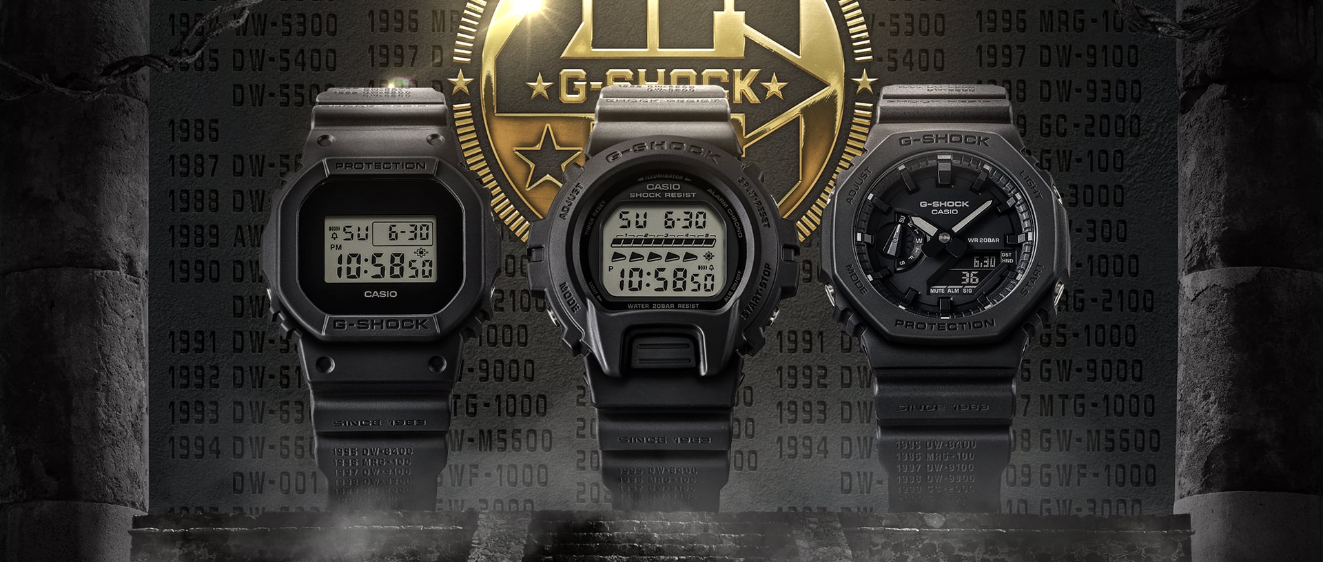G-SHOCK 40th anniversary series Remaster Black DW5657RE-1, DW6640RE-1, GA2140RE-1A
